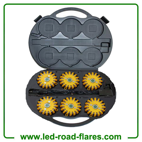 6-Pack Rechargeable 24 Led Road Flares Kits Yellow